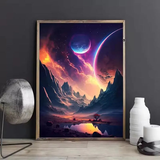 Surrealism Anime Fantasy Planet Landscape Canvas – Universe Space Wall Art