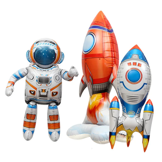 Rocket Astronaut Standing Helium Balloon