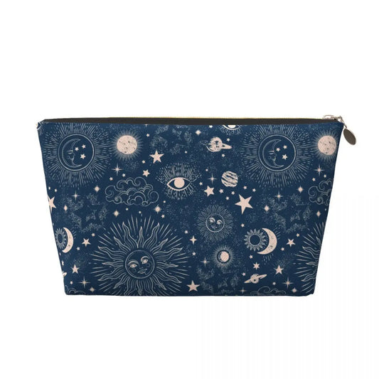 Stars, Moon & Sun Cosmetic Bag – Galaxy Makeup & Toiletry Case for Women