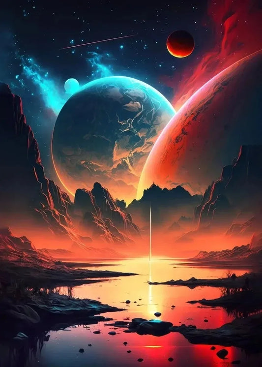Surrealism Anime Fantasy Planet Canvas – Universe Space Art Prints