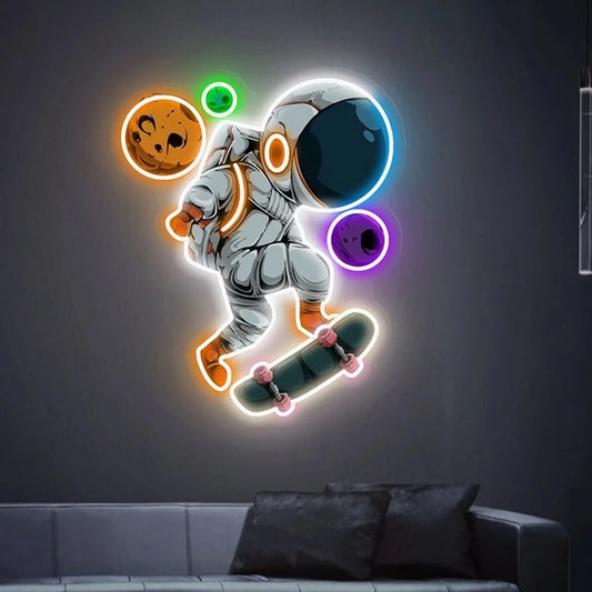 Astronaut Skateboard Neon Sign