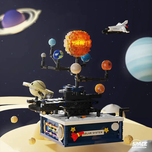 Rotating Solar System Model – Light-Up Building Block Set