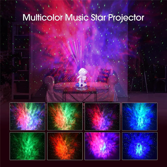Rocket Astronaut Galaxy Projector – 12-Scene Starry Sky Night Light
