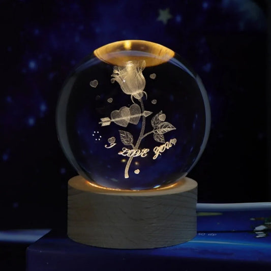 LED Saturn Solar System Night Light – 3D Moon Crystal Ball Lamp
