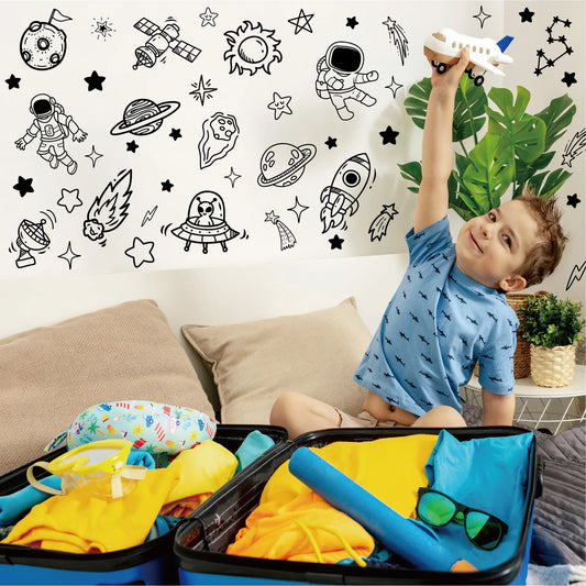 Cartoon Universe Planet Wall Stickers – Kids Room Space Decals