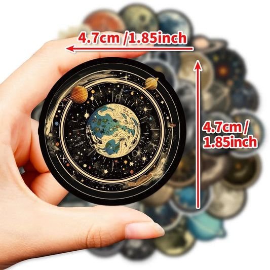 Space Station Cartoon Stickers – 50pcs Starry Sky Universe Sticker Pack