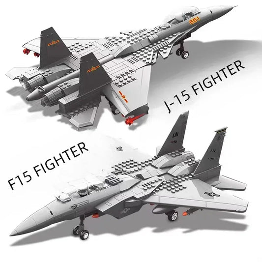 F-15 & J-20 Military Aircraft – Large Building Block Set
