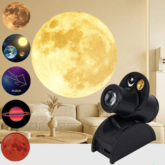 USB Moon Projection Lamp – Replaceable LED Planet & Constellation Light