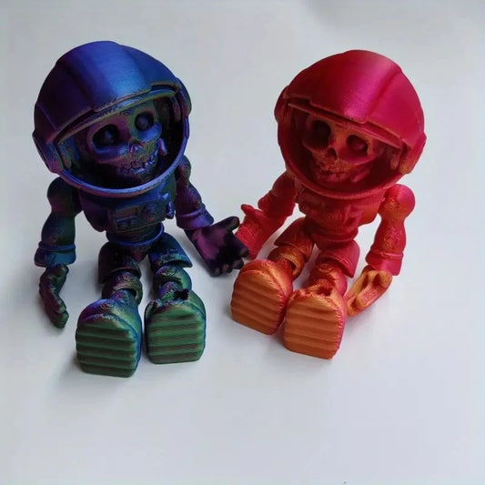3D Printed Space Skeleton – Movable Helmet Astronaut Skull Figurine