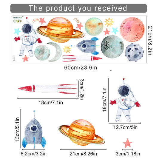 Universe Planet Space Astronaut Wall Stickers – 3D Nursery Decor