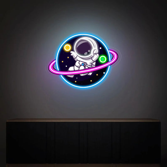 Astronaut Planet Neon Sign