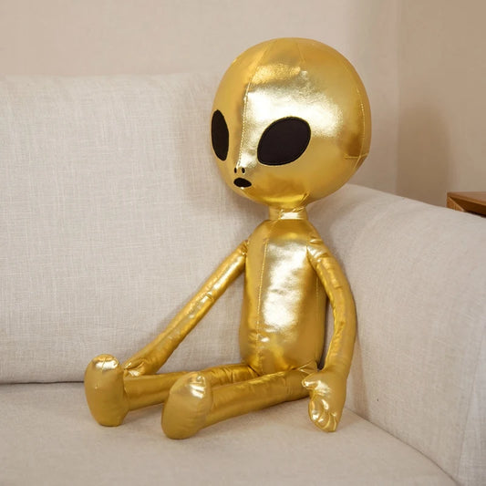 Gold & Silver Alien Plush – Soft PU Monster Pillow Toy