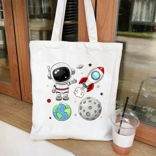 Harajuku Astronaut Tote Bag – Funny Space Graphic Shoulder Bag for Women