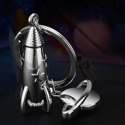 Launching Rocket Keychain – Planet Spaceship Car Keyring Gift