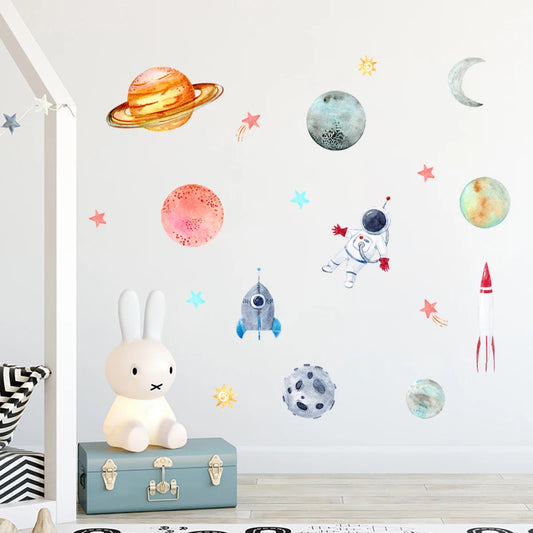 Universe Planet Space Astronaut Wall Stickers – 3D Nursery Decor