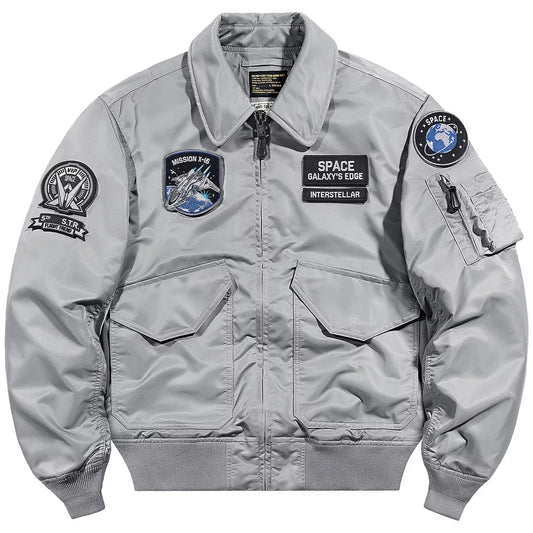Retro Astronaut Pilot Jacket – Men’s Embroidered Space Baseball Coat