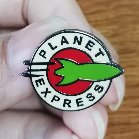 Planet Express Enamel Pin – Futuristic Spaceship Badge
