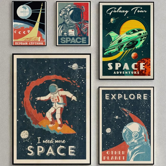 Retro Space Travel Poster – Planets & Universe Art Print
