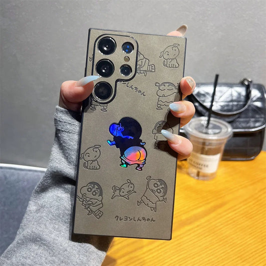 Cartoon Astronaut Leather Phone Case – Silicone Hard Shell for Samsung Galaxy