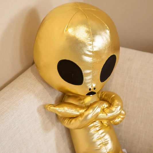 Gold & Silver Alien Plush – Soft PU Monster Pillow Toy
