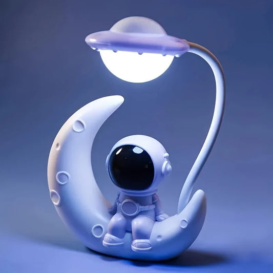 Moon Astronaut Night Light – LED Desk Lamp & Room Decor