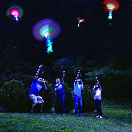 Light-Up Bamboo Dragonfly – Flying Rocket & Parachute Sky Toy