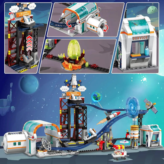 HOGOKIDS Space Roller Coaster – 888PCS Building Toy Set