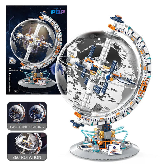 Transparent Space Station Globe – Creative Building Blocks Set