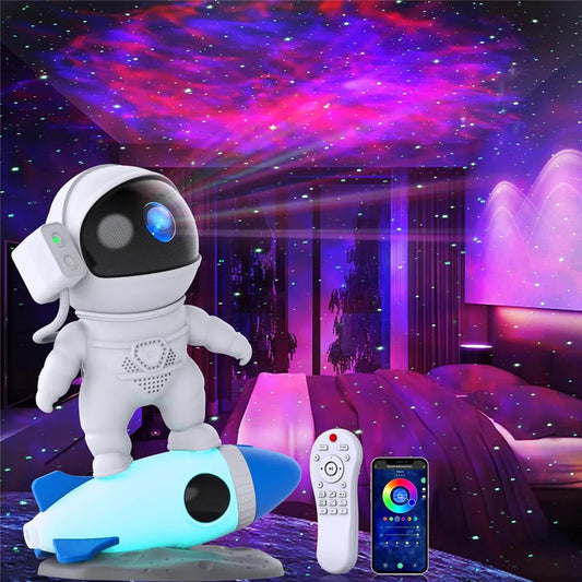 Rocket Astronaut Galaxy Projector – 12-Scene Starry Sky Night Light