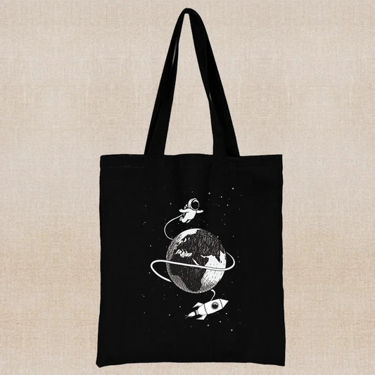 Kawaii Astronaut Canvas Tote – Eco-Friendly Harajuku Shoulder Bag