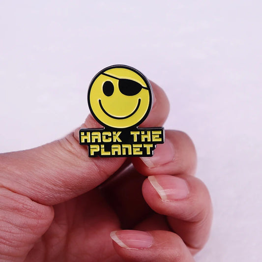 Hack the Planet Enamel Pin – Fun Badge for Hackers & Tech Fans