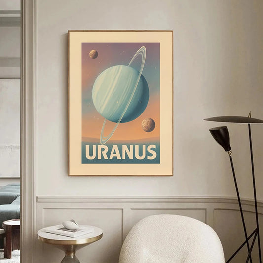 Vintage Space Poster Universe Solar System Canvas – Planetary Wall Art