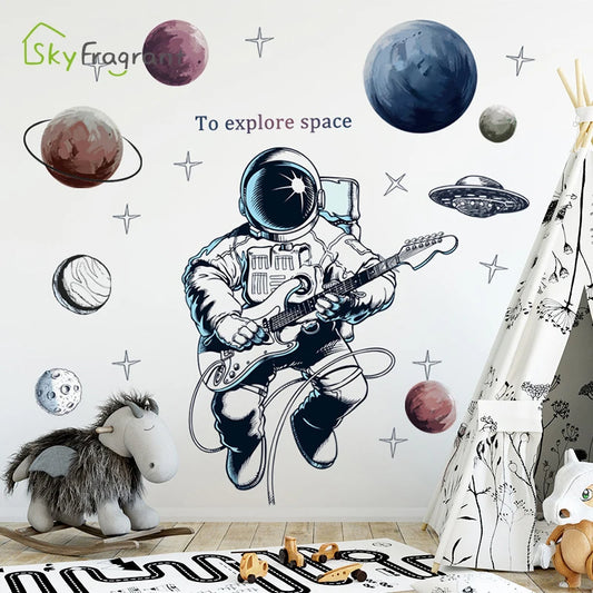 Astronaut Wall Stickers – Creative Space Decor for Kids' Rooms