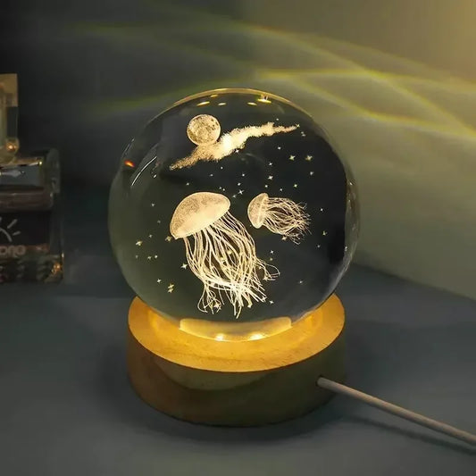 LED Saturn Solar System Night Light – 3D Moon Crystal Ball Lamp
