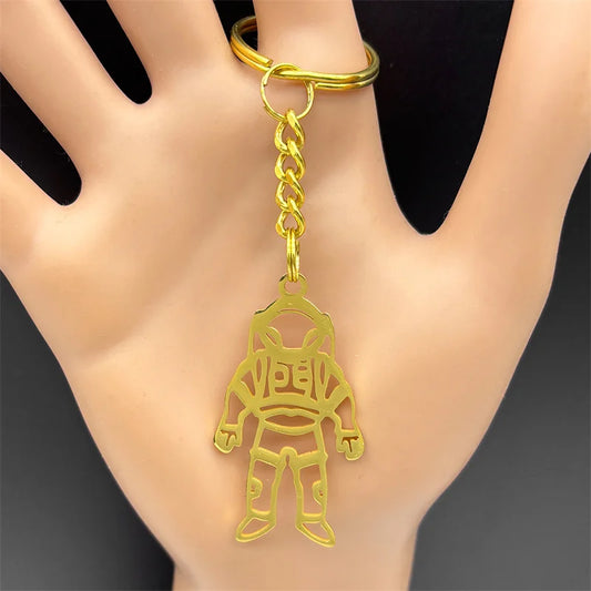 Hollow Astronaut Pendant Keychain – Kpop-Inspired Stainless Steel Accessory